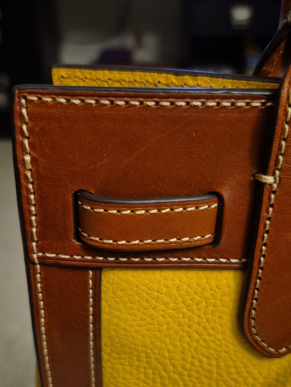 Dooney & Bourke Yellow and Brown Pebbled Leather Satchel (Dustbag Included) - Picture 8 of 14